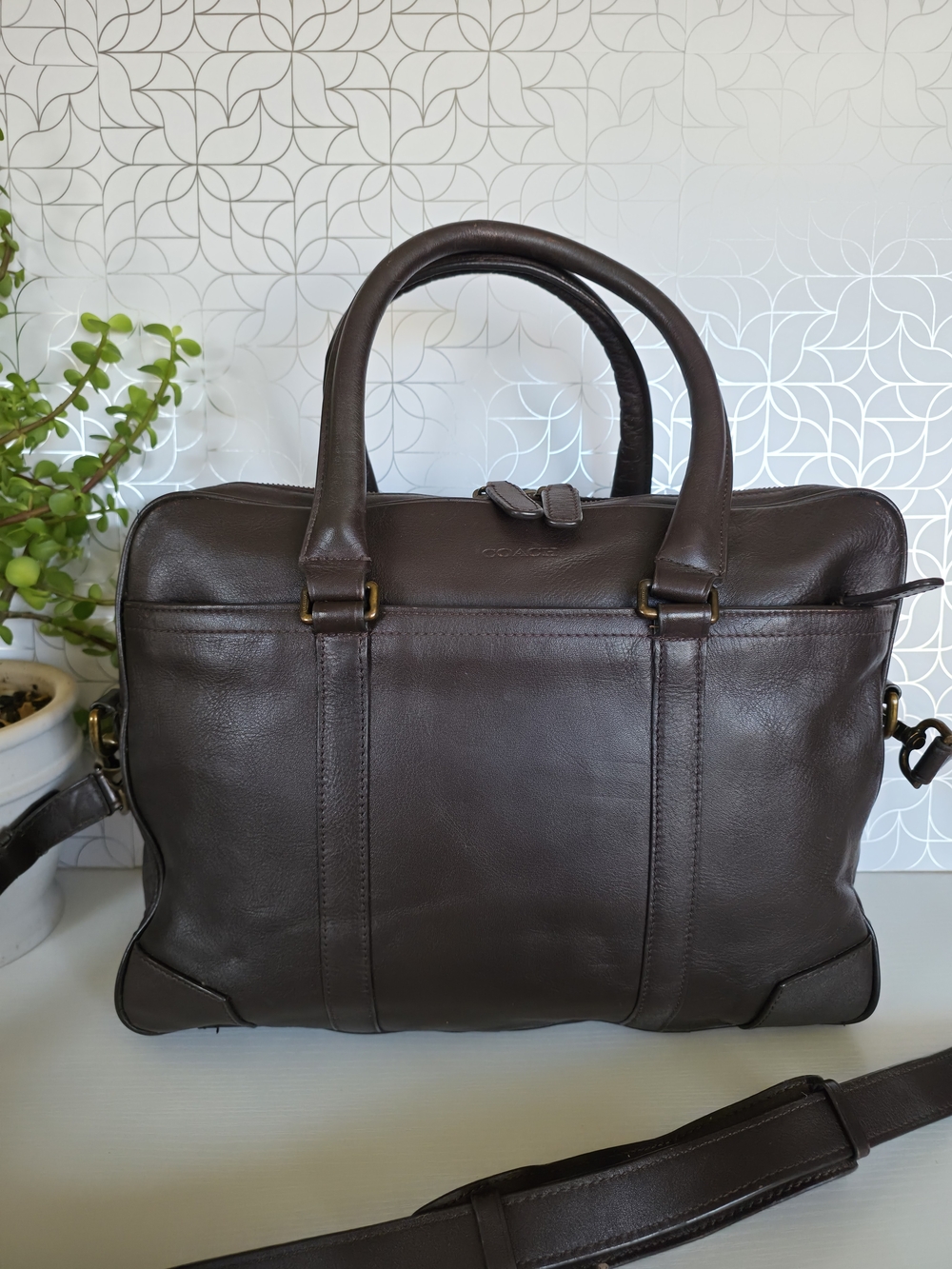 Coach Dark Brown Leather Briefcase